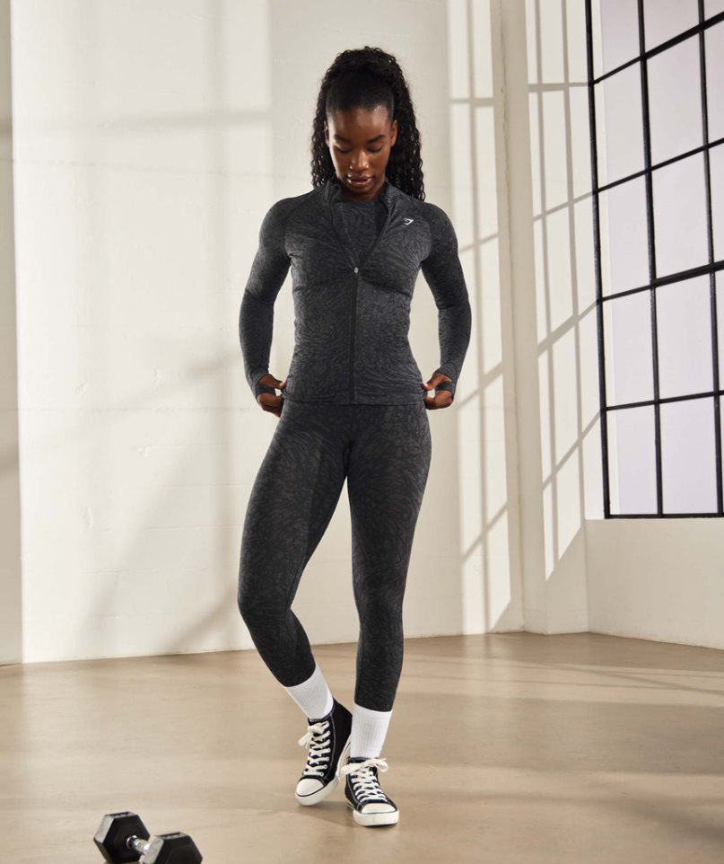 Women's Gymshark Adapt Animal Zip Through Jackets Black | NZ 4FSWJM